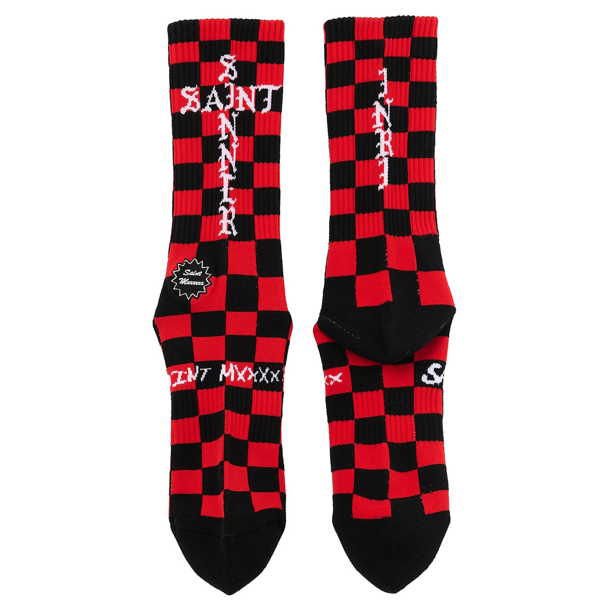 SOCKS/CHECK / BLACK+RED