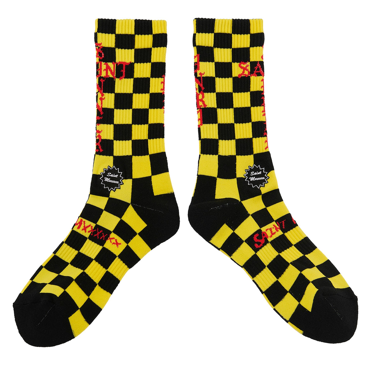 SOCKS/CHECK / BLACK+YELLOW