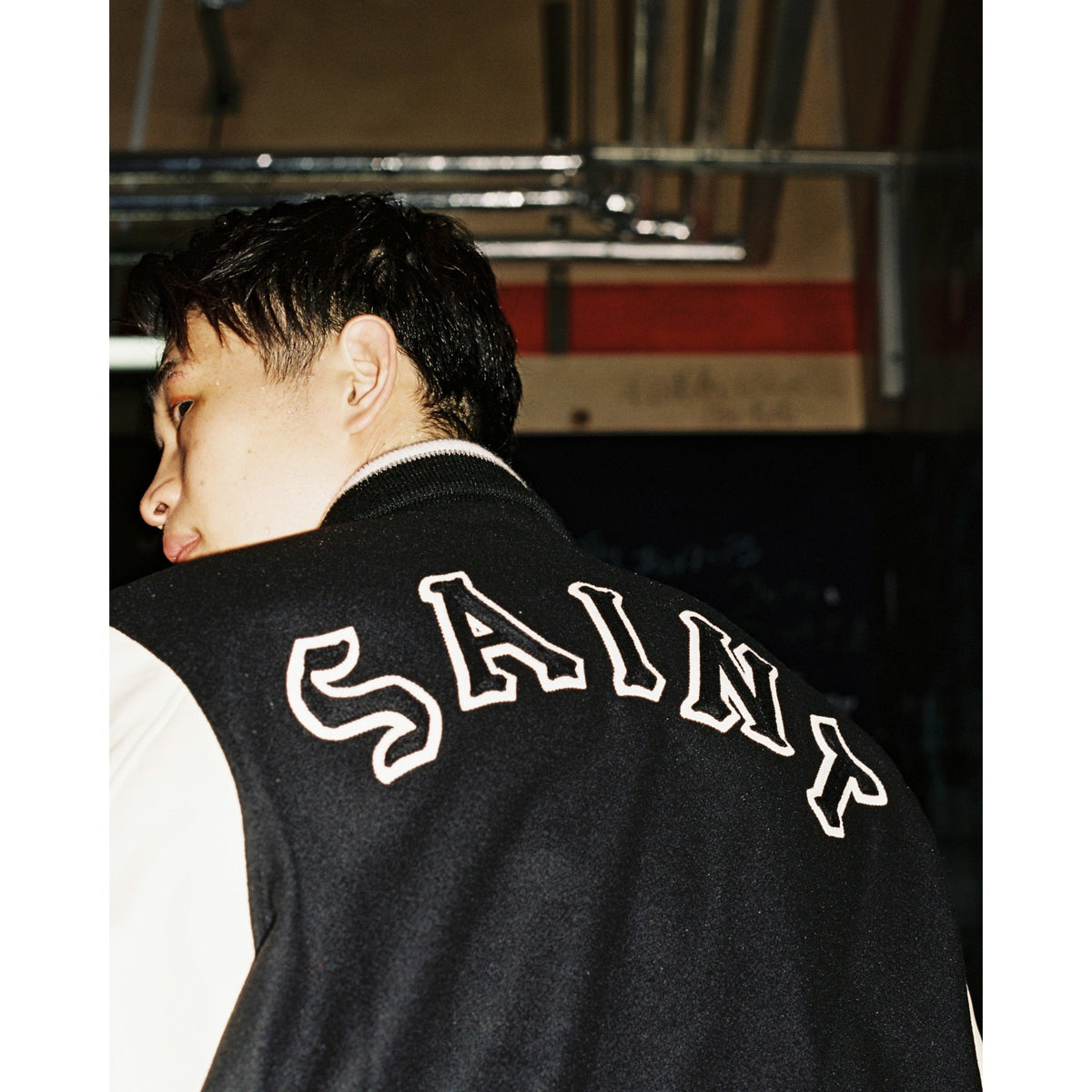 SAINT Mxxxxxx x Golden Bear Sportswear GB_VARSITY JKT/Sared Heart / BLACK+WHITE
