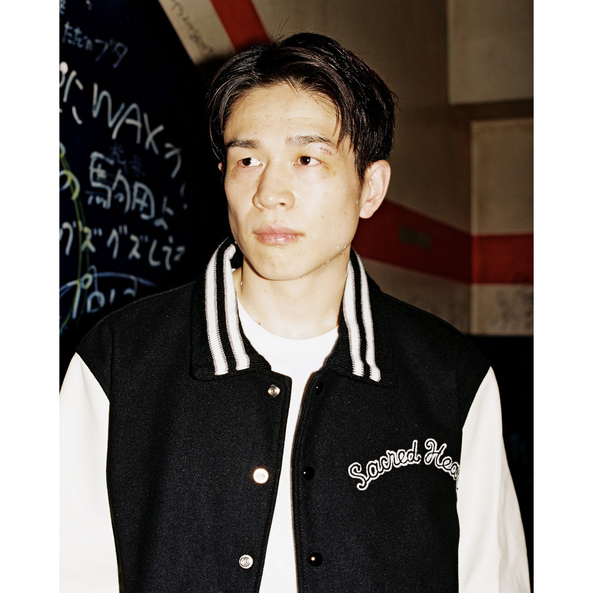 SAINT Mxxxxxx x Golden Bear Sportswear GB_VARSITY JKT/Sared Heart / BLACK+WHITE