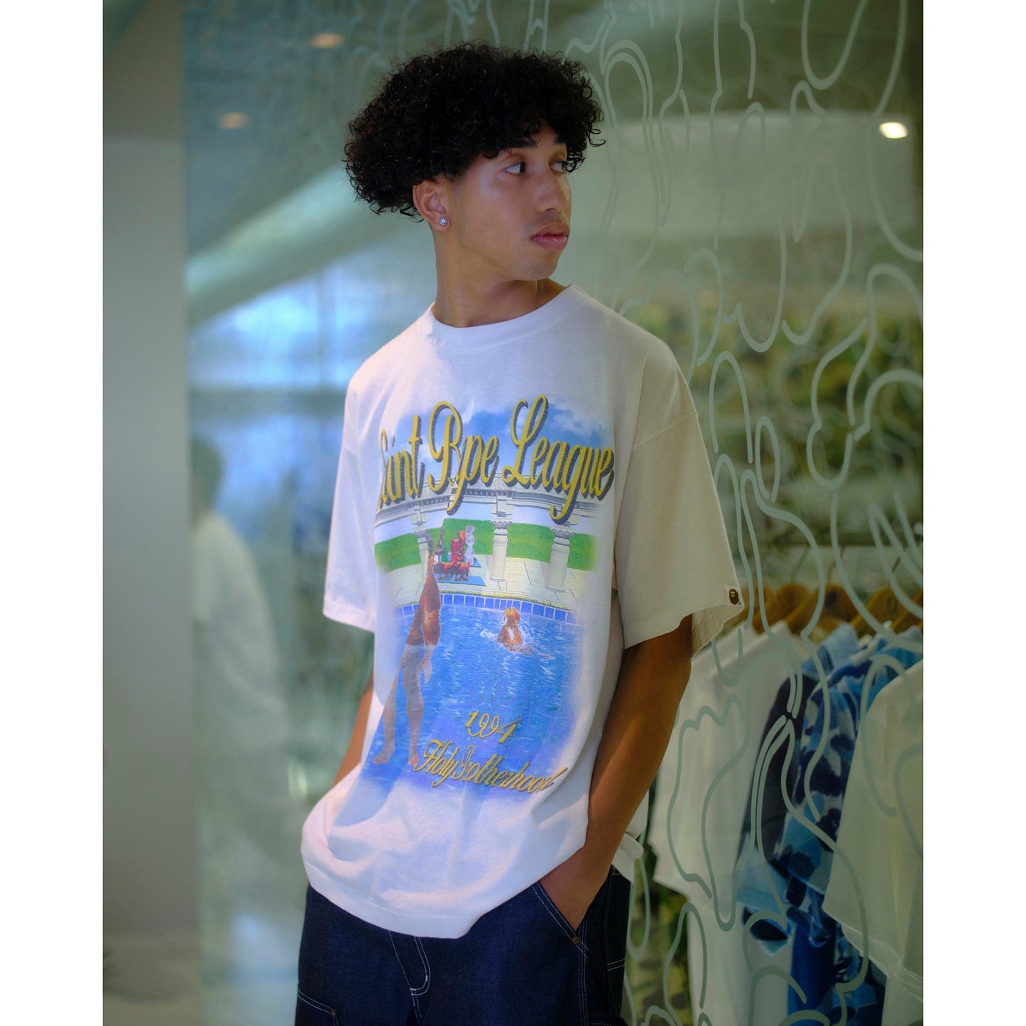 SAINT Mxxxxxx x BAPE® BAPE_SS T-SHIRT/POOL / WHITE