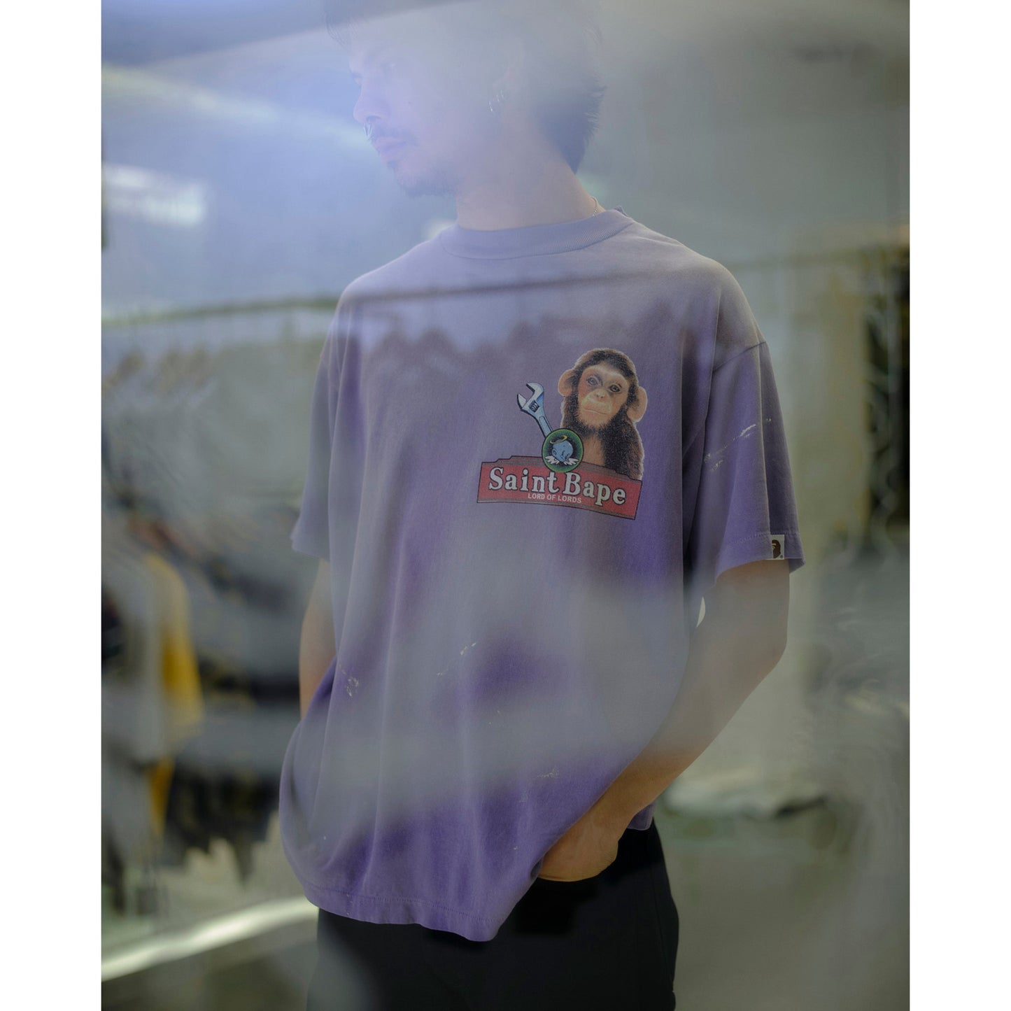 SAINT Mxxxxxx x BAPE® BAPE_SS T-SHIRT/HOUSE / PURPLE