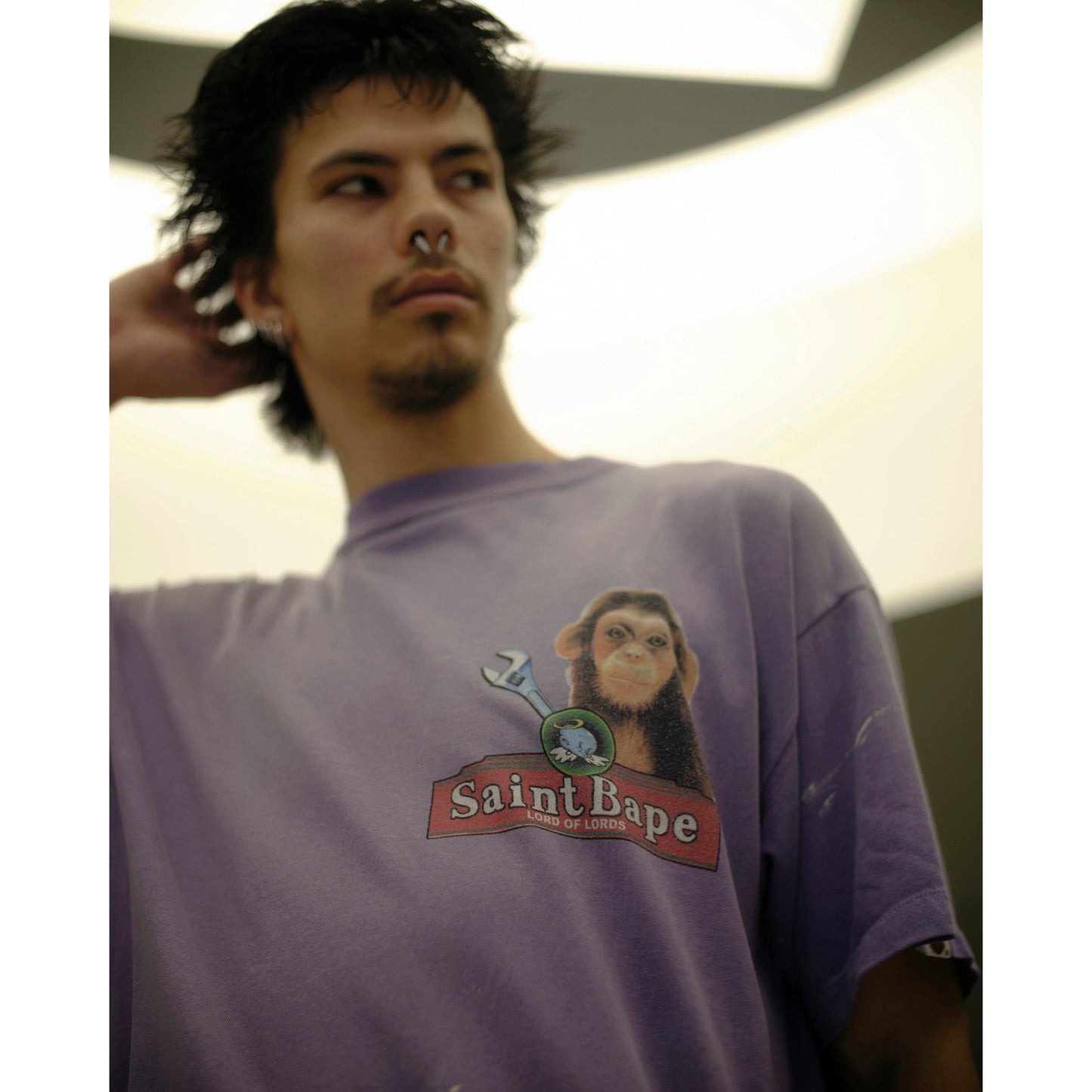 SAINT Mxxxxxx x BAPE® BAPE_SS T-SHIRT/HOUSE / PURPLE