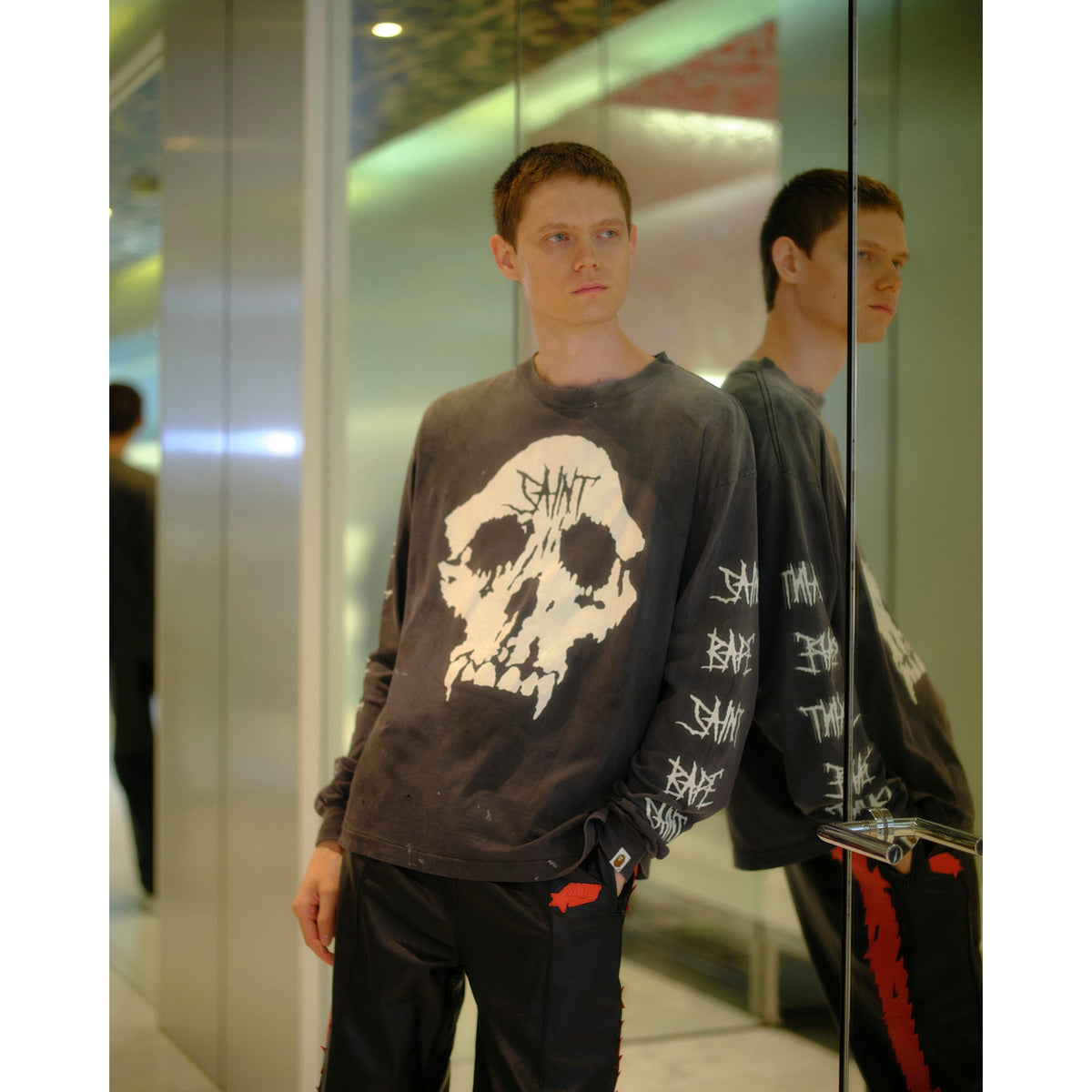 SAINT Mxxxxxx x BAPE® BAPE_LS T-SHIRT/SKULL / BLACK