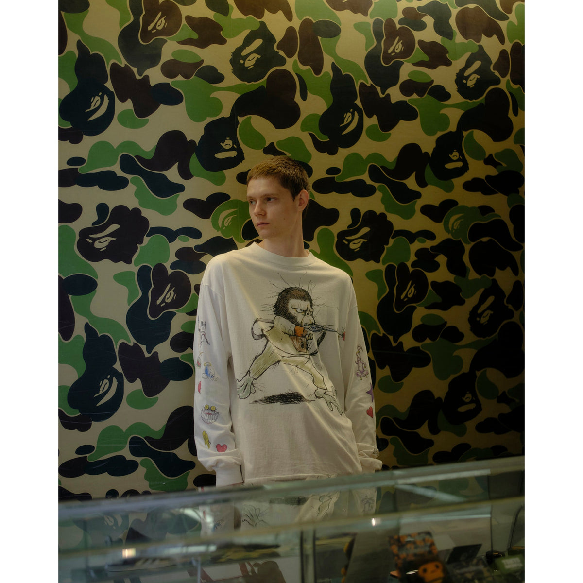 SAINT Mxxxxxx x BAPE® BAPE_LS T-SHIRT/RUNNING / WHITE