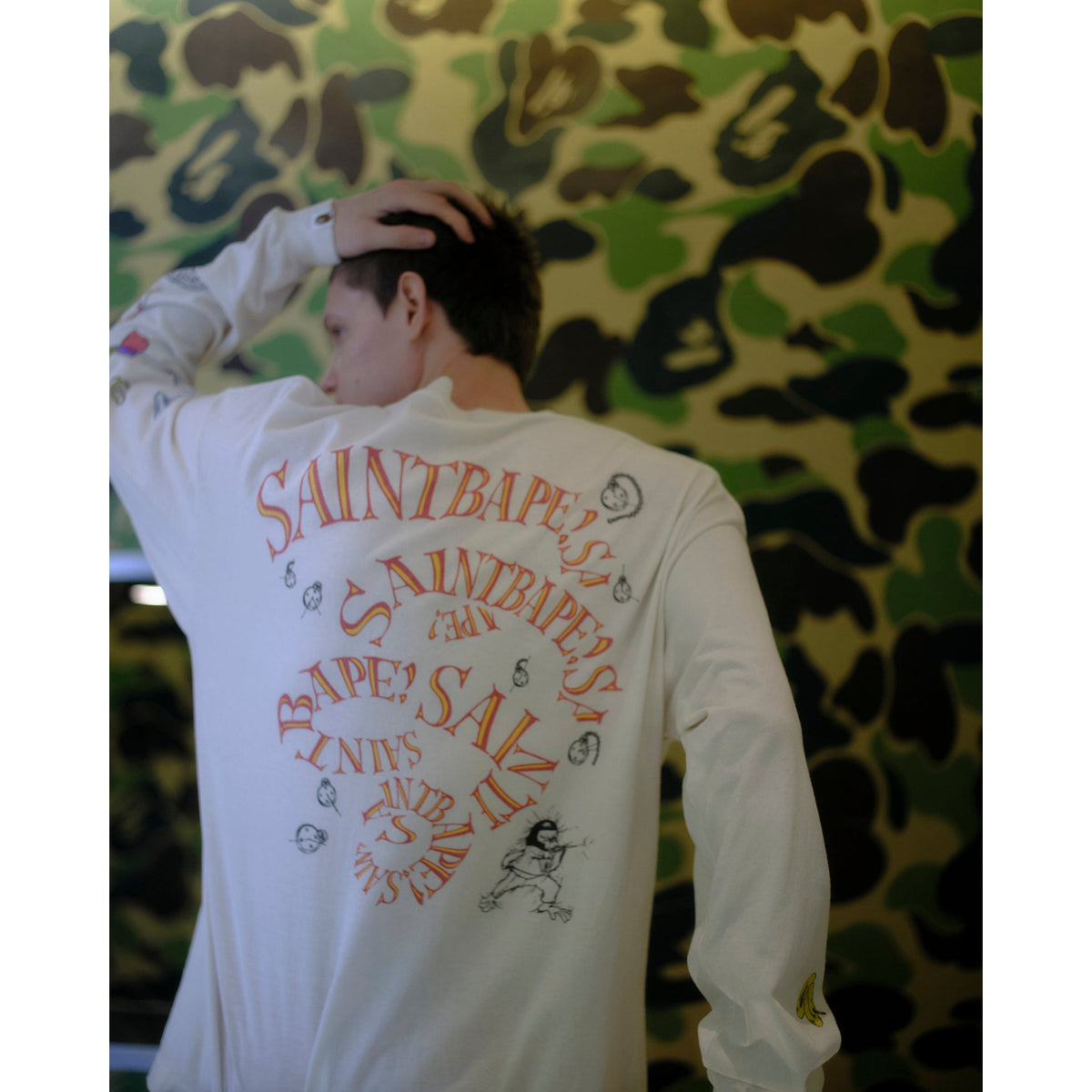 SAINT Mxxxxxx x BAPE® BAPE_LS T-SHIRT/RUNNING / WHITE