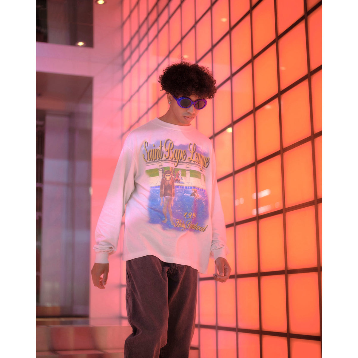 SAINT Mxxxxxx x BAPE® BAPE_LS T-SHIRT/POOL / WHITE