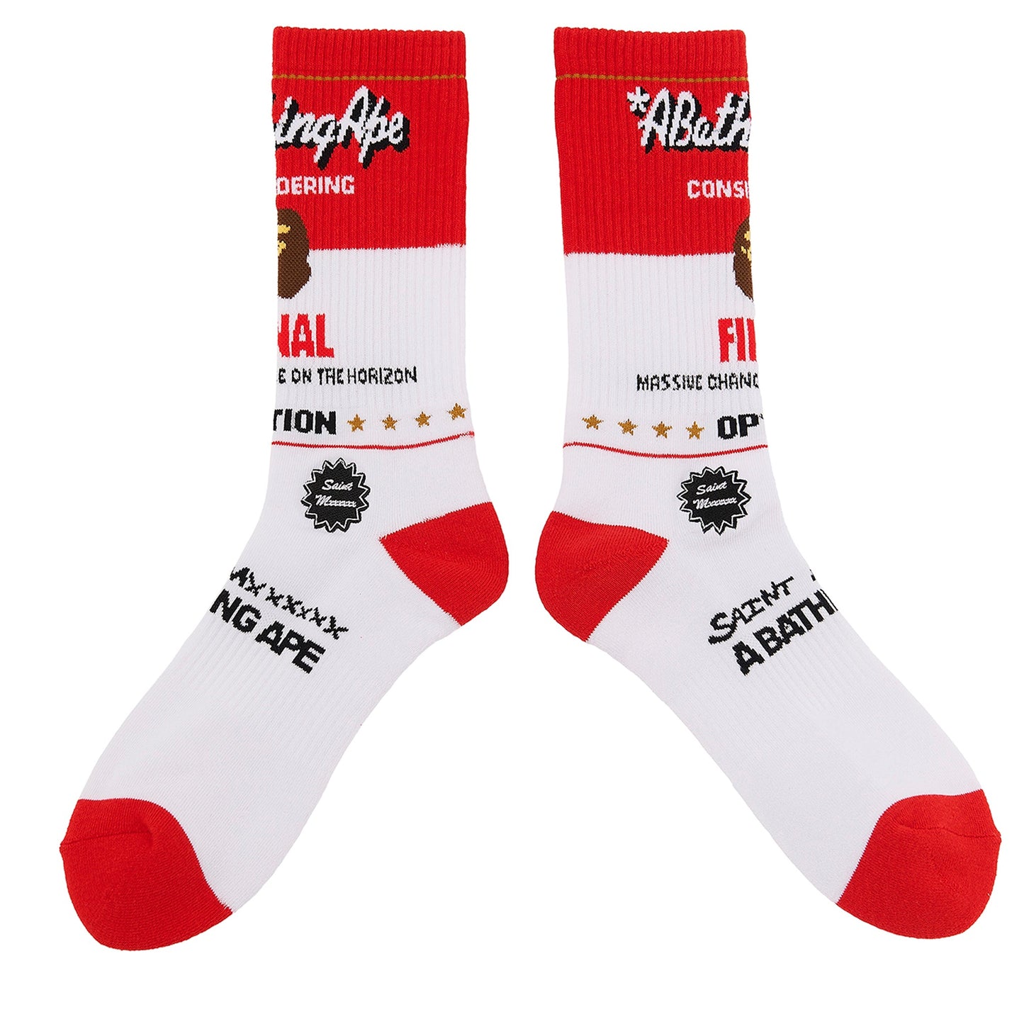 SAINT Mxxxxxx x BAPE® BAPE_SOCKS/FAINAL / WHITE+RED