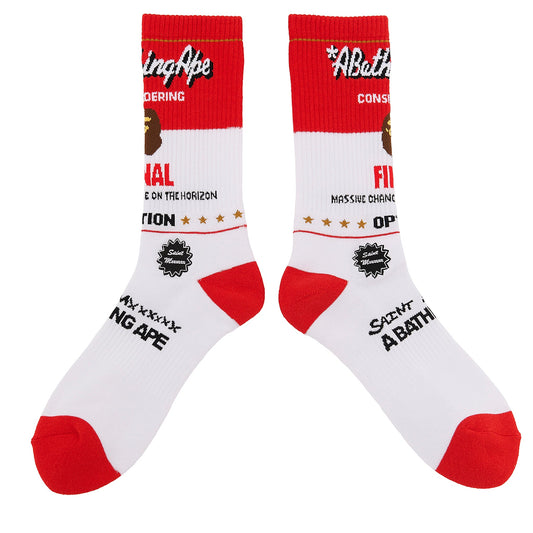 SAINT Mxxxxxx x BAPE® BAPE_SOCKS/FAINAL / WHITE+RED