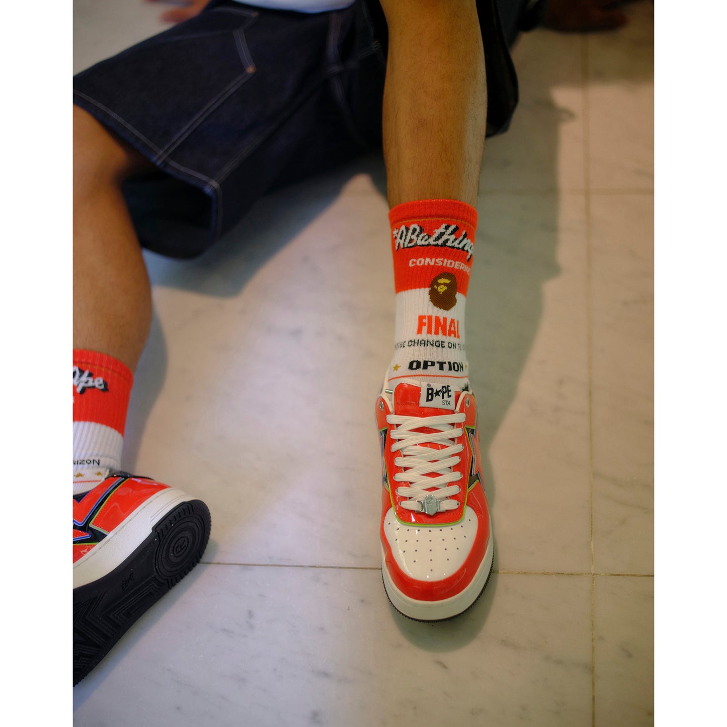 SAINT Mxxxxxx x BAPE® BAPE_SOCKS/FAINAL / WHITE+RED
