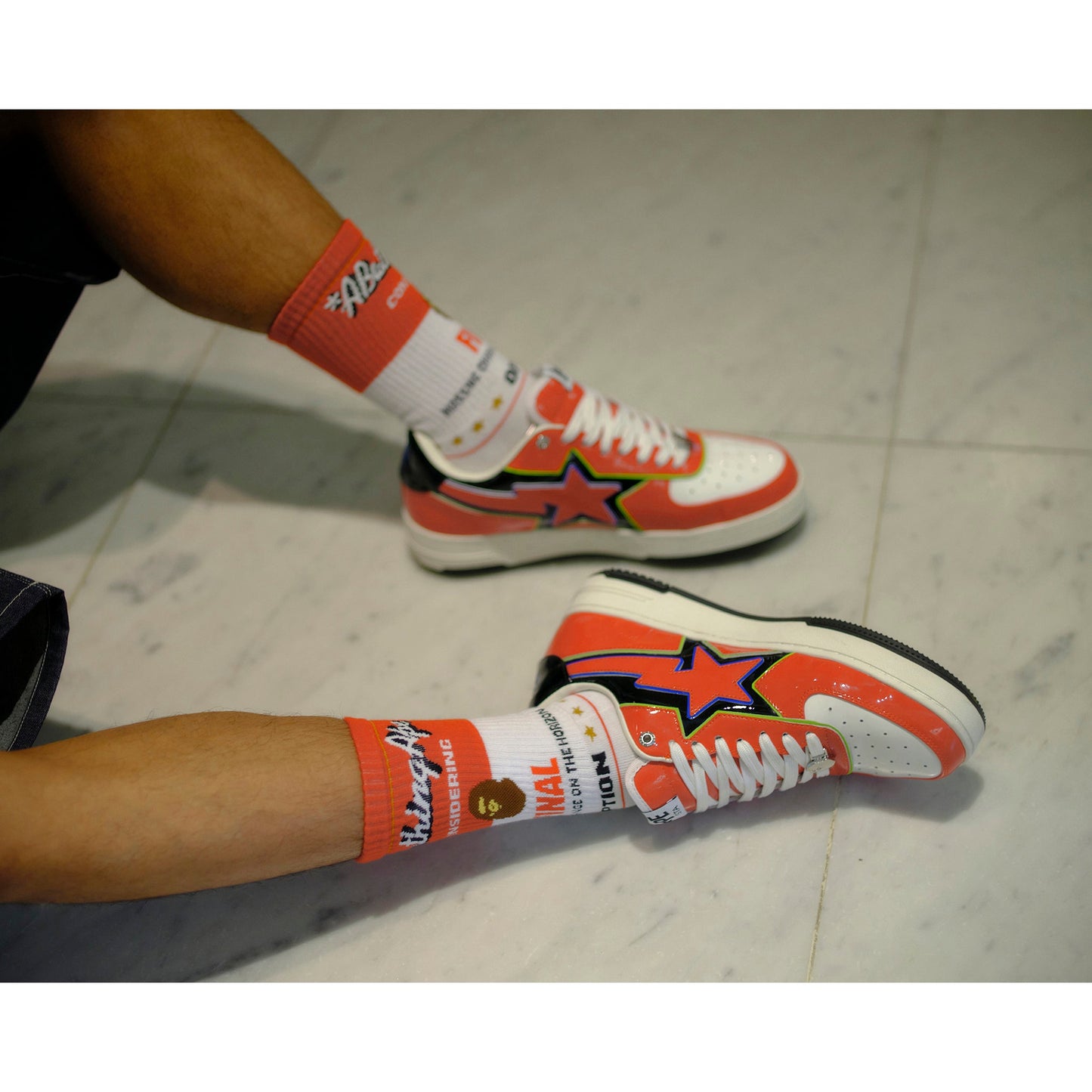 SAINT Mxxxxxx x BAPE® BAPE_SOCKS/FAINAL / WHITE+RED