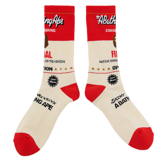 SAINT Mxxxxxx x BAPE® BAPE_SOCKS/FAINAL / ECRU+RED