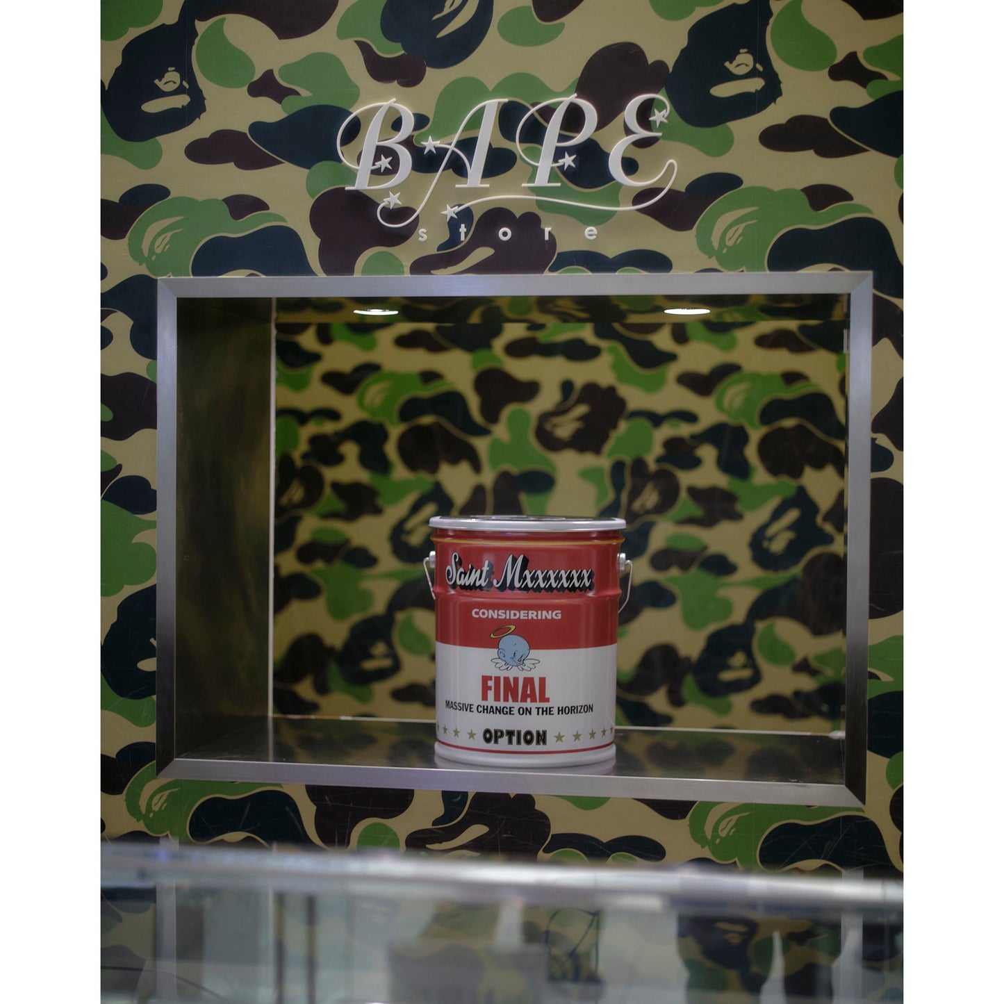 SAINT Mxxxxxx x BAPE® BAPE_CAN STOOL / WHITE+RED