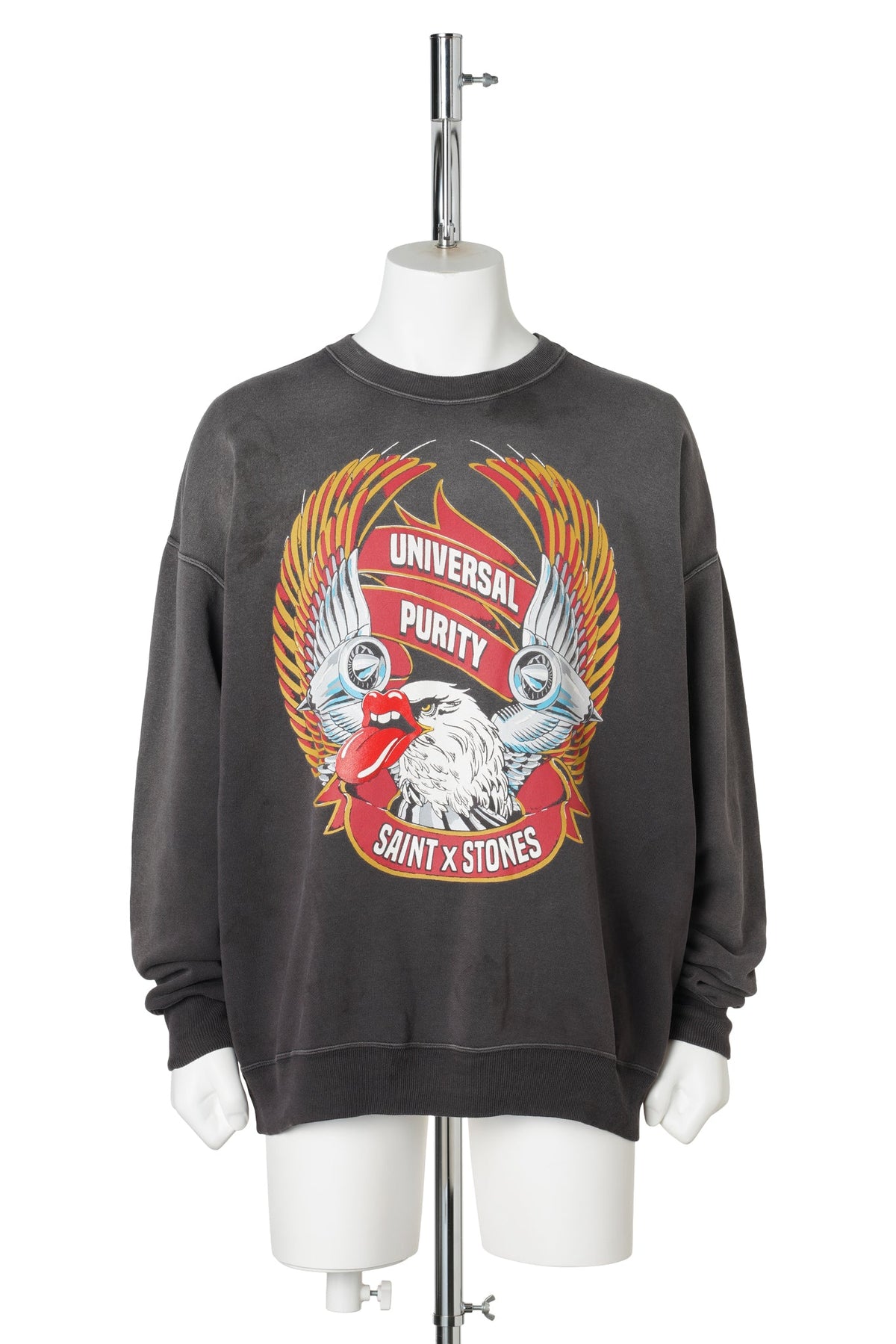 SAINT Mxxxxxx x The Rolling Stones TRS_CRW N SWEAT/LIPS&TOHGUE / BLACK