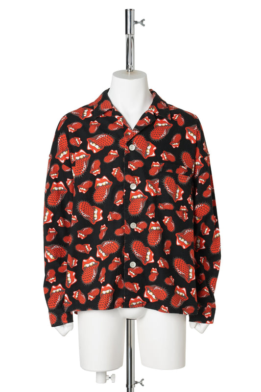 SAINT Mxxxxxx x The Rolling Stones TRS_PAJAMA SHIRT/LIPS&TOHGUE / BLACK