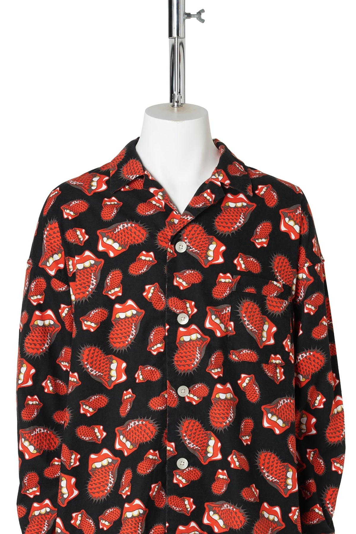 SAINT Mxxxxxx x The Rolling Stones TRS_PAJAMA SHIRT/LIPS&TOHGUE / BLACK