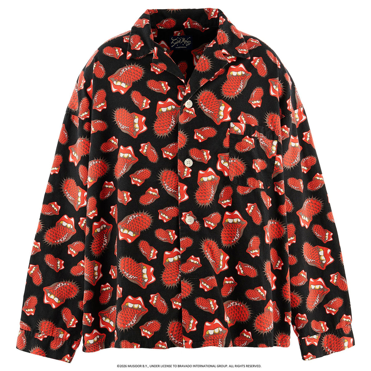 SAINT Mxxxxxx x The Rolling Stones TRS_PAJAMA SHIRT/LIPS&TOHGUE / BLACK