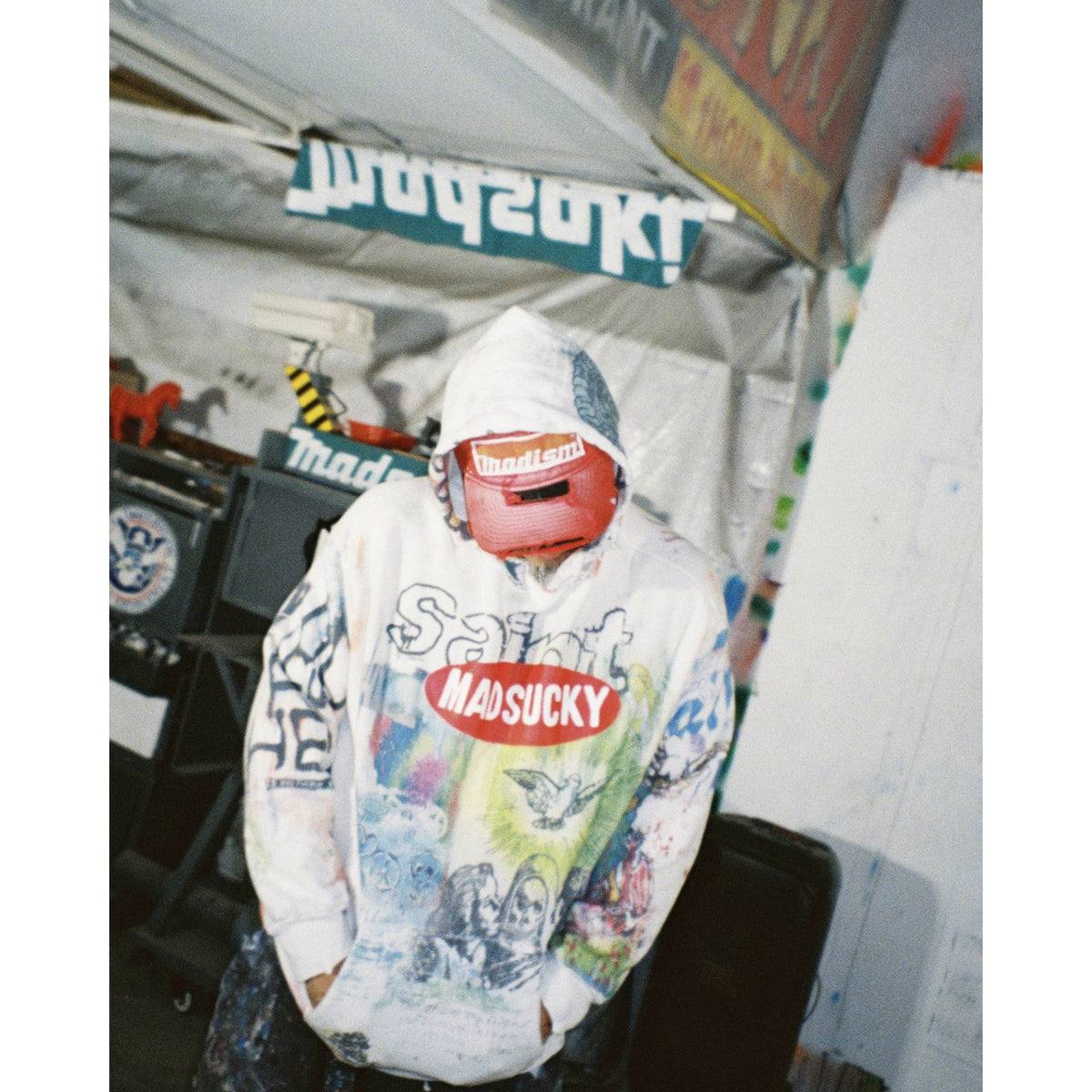 SAINT Mxxxxxx x MADSAKI MDS_DBL FACE HOODIE/MADSUCKY / WHITE