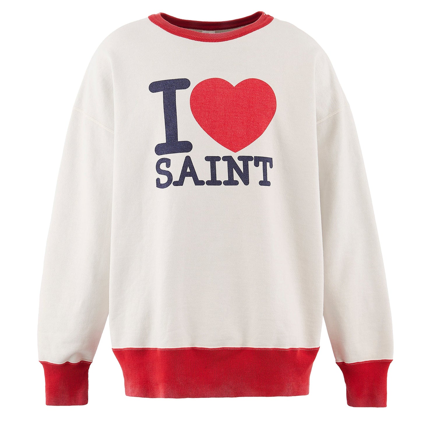 CREW NECK SWEAT/I LOVE SAINT / WHITE