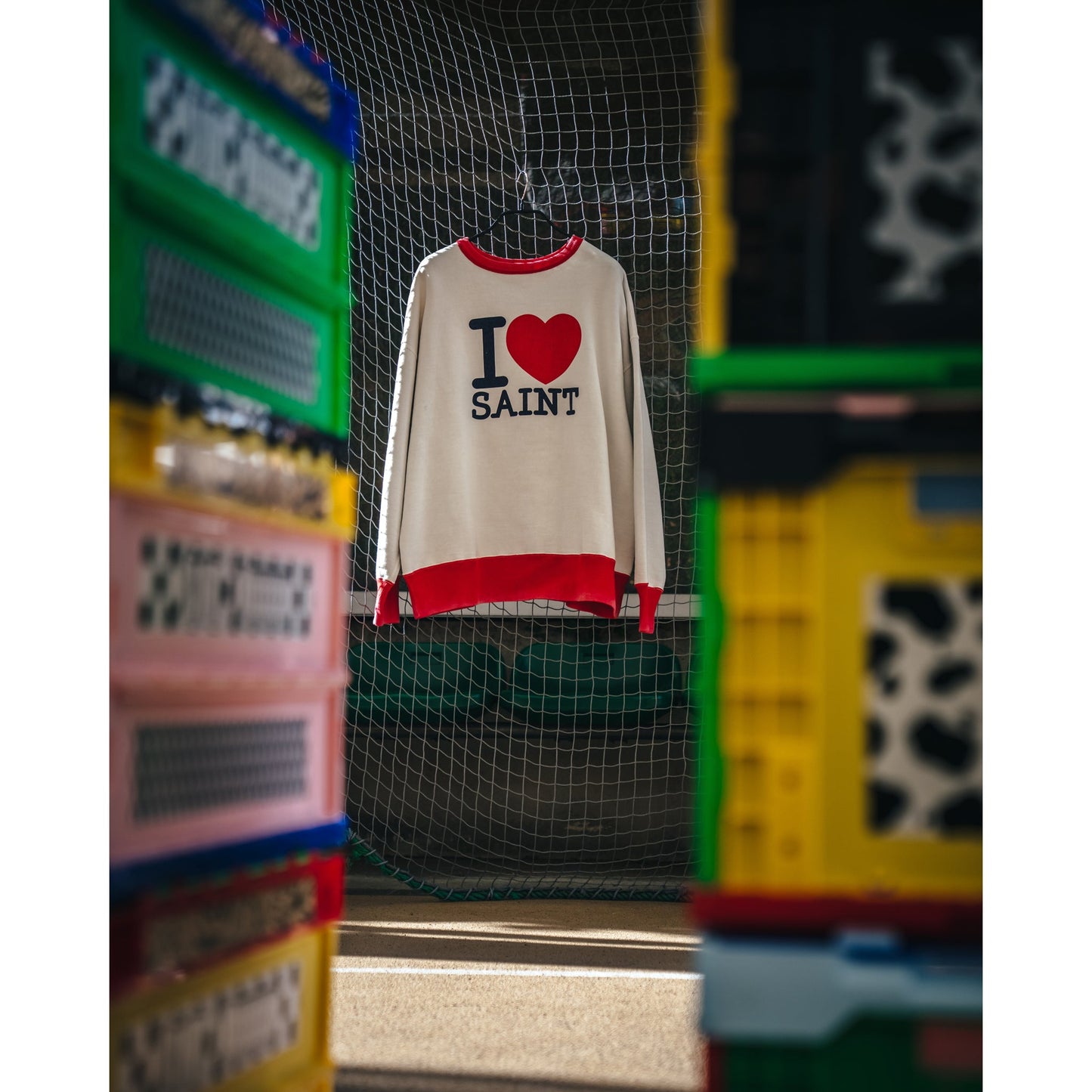 CREW NECK SWEAT/I LOVE SAINT / WHITE