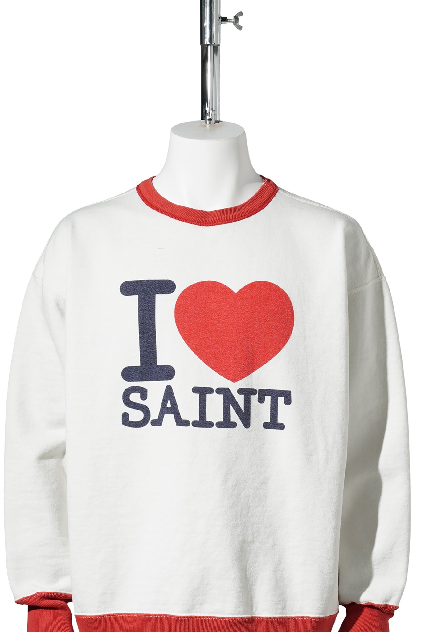 CREW NECK SWEAT/I LOVE SAINT / WHITE