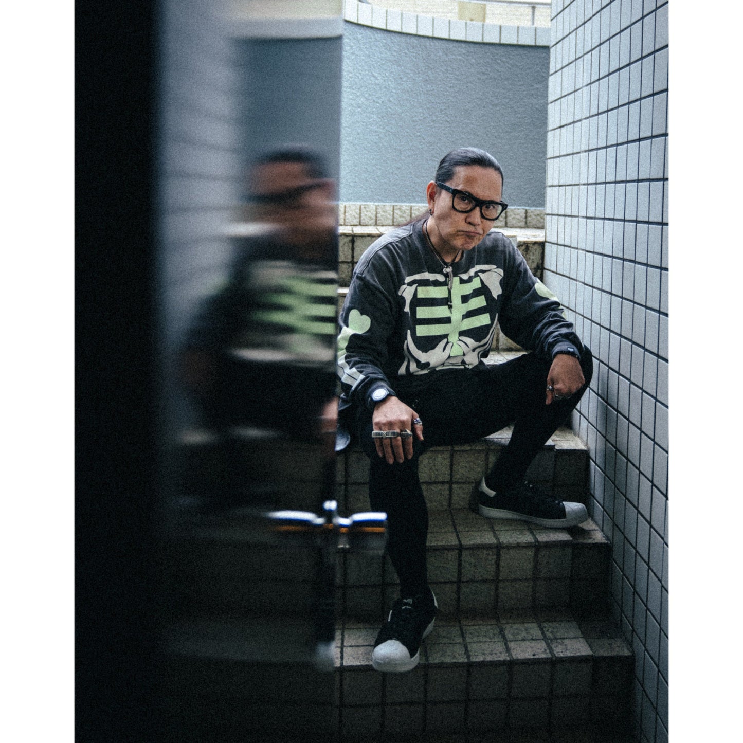 SAINT Mxxxxxx x BOUNTY HUNTER BH_LS T-SHIRT/BONE / BLACK