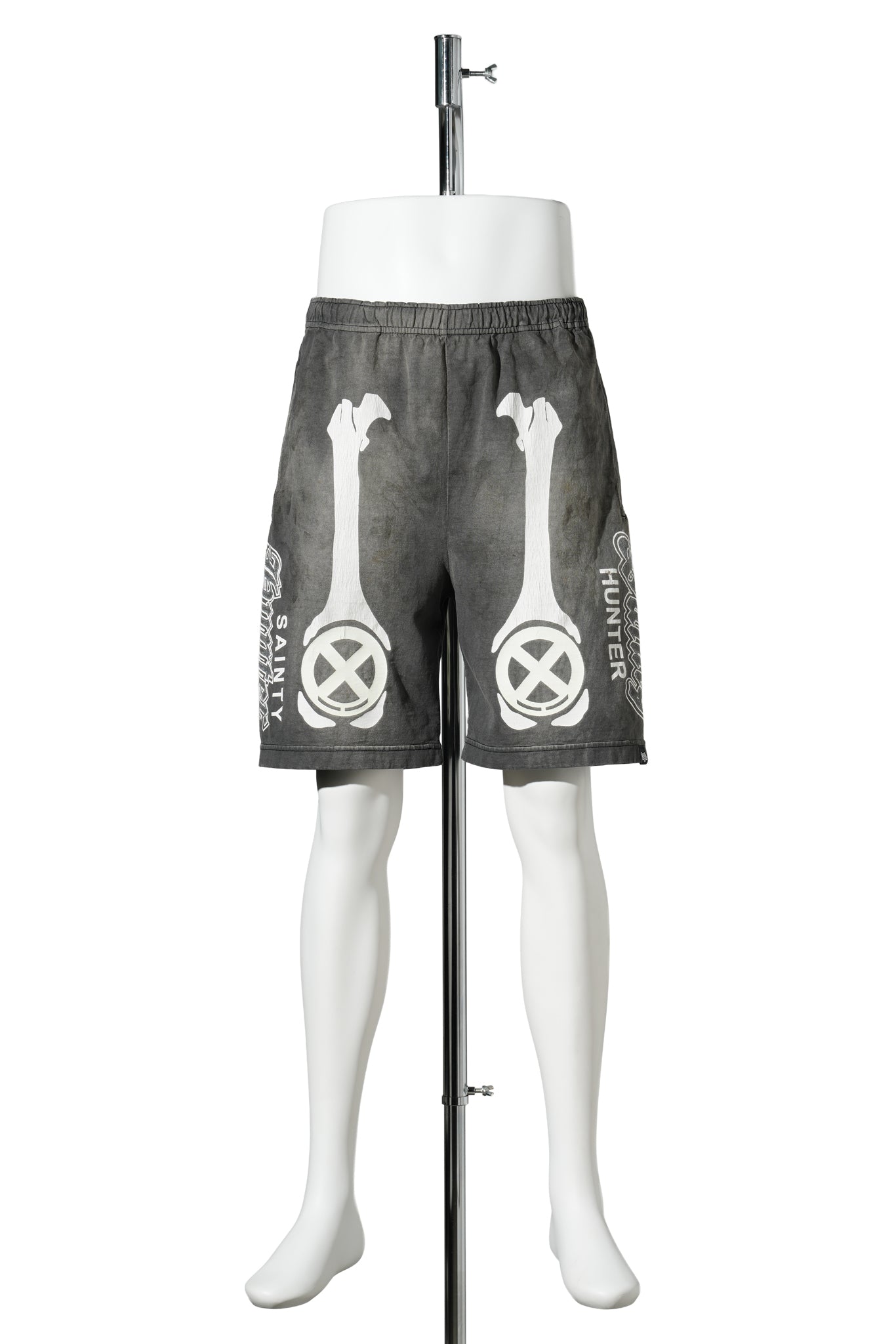 SAINT Mxxxxxx x BOUNTY HUNTER BH_CUT SEW SHORTS/BONE / CHARCOAL