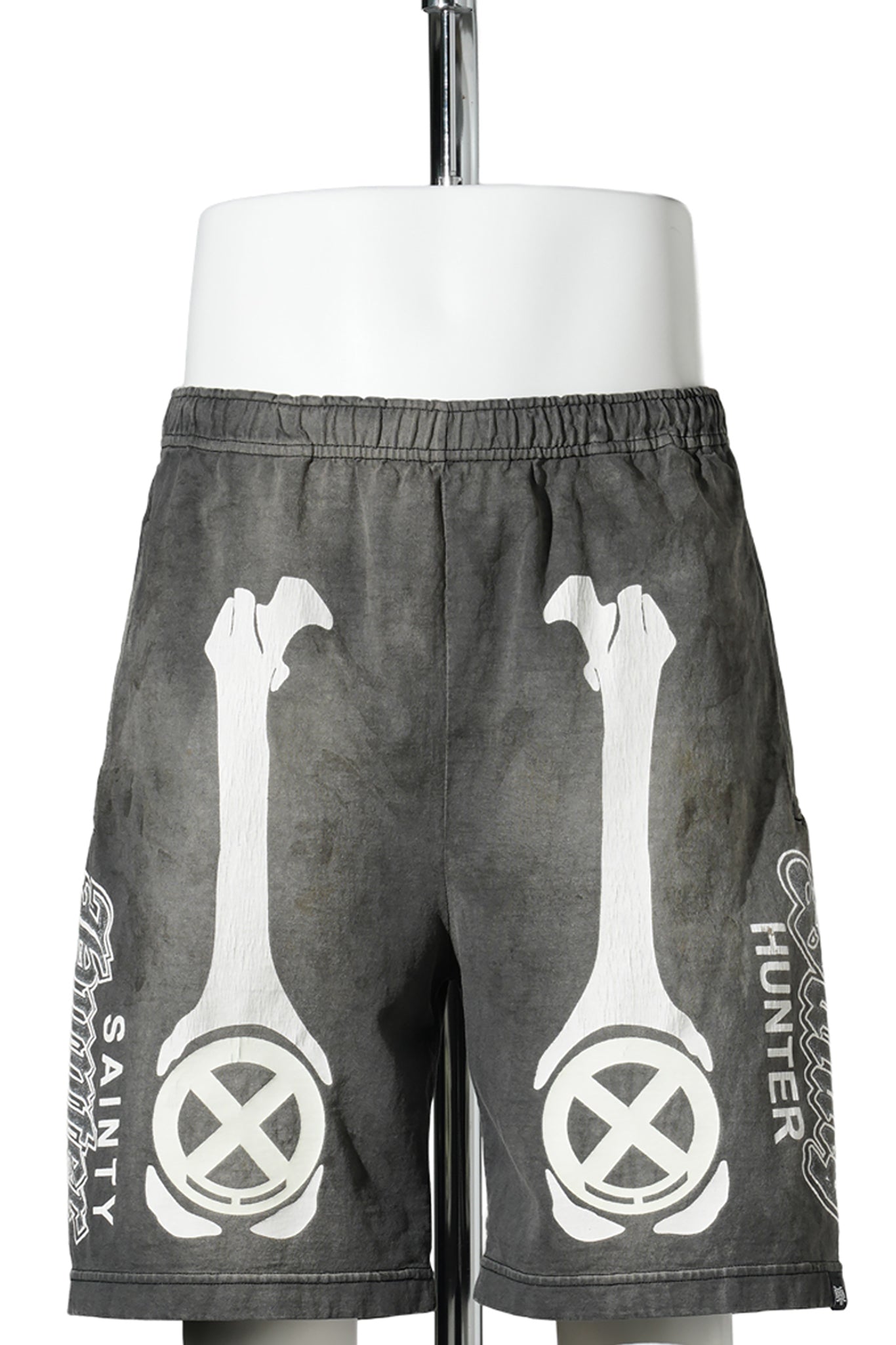 SAINT Mxxxxxx x BOUNTY HUNTER BH_CUT SEW SHORTS/BONE / CHARCOAL