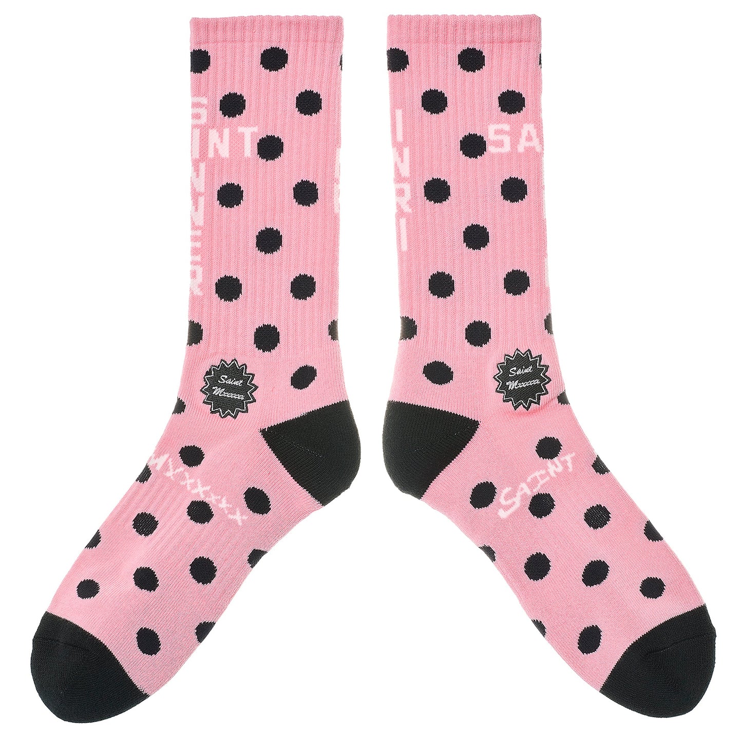 SOCKS/DOT / PINK+BLACK
