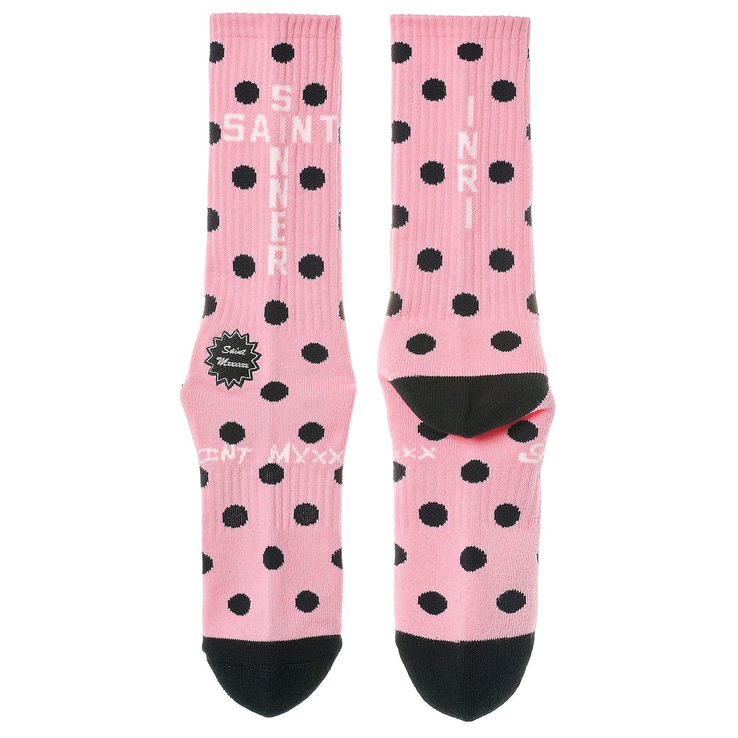 SOCKS/DOT / PINK+BLACK