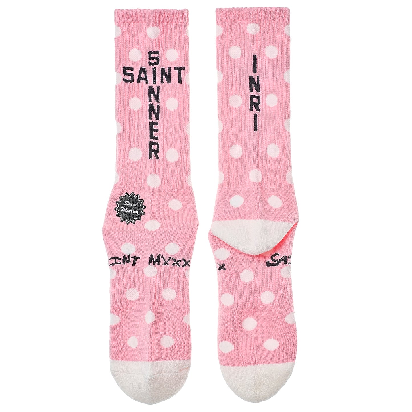 SOCKS/DOT / PINK+WHITE