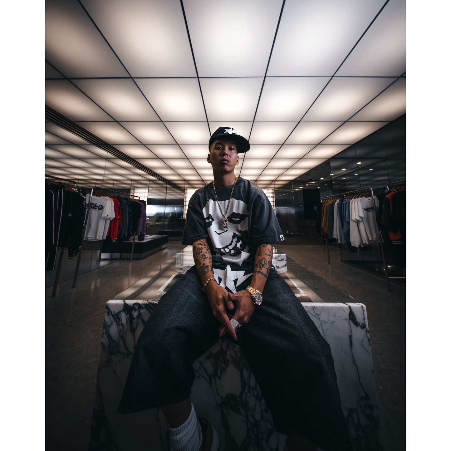 SAINT Mxxxxxx x A BATHING APE® BAPE_SS T-SHIRT/ALWAYS LOVE / BLACK