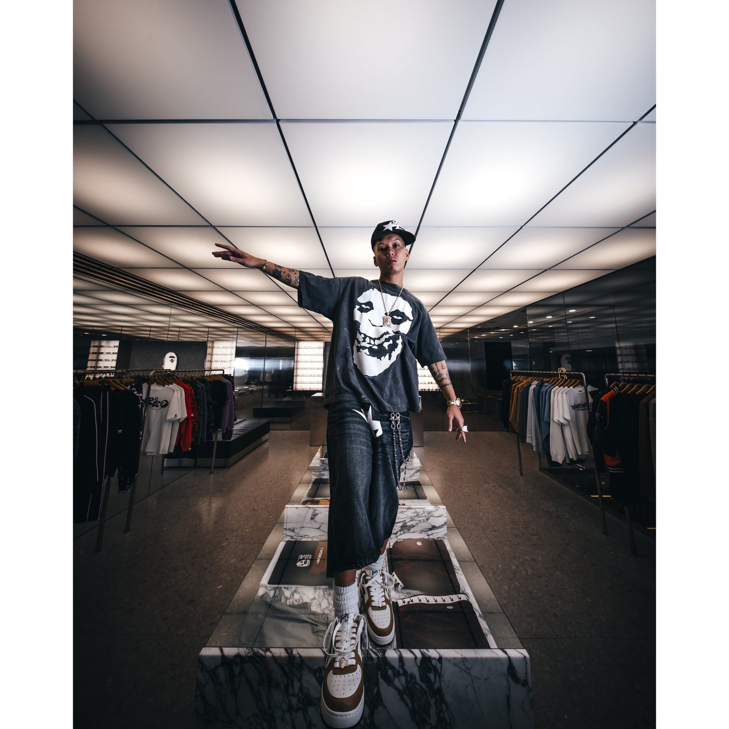 SAINT Mxxxxxx x A BATHING APE® BAPE_SS T-SHIRT/ALWAYS LOVE / BLACK