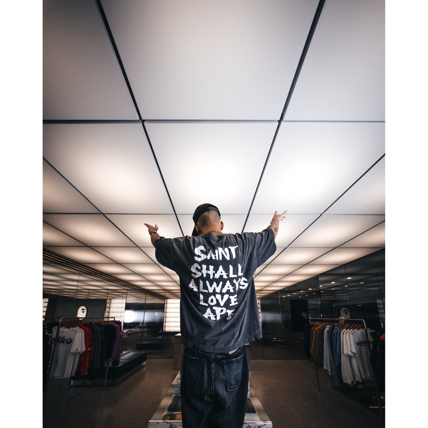 SAINT Mxxxxxx x A BATHING APE® BAPE_SS T-SHIRT/ALWAYS LOVE / BLACK