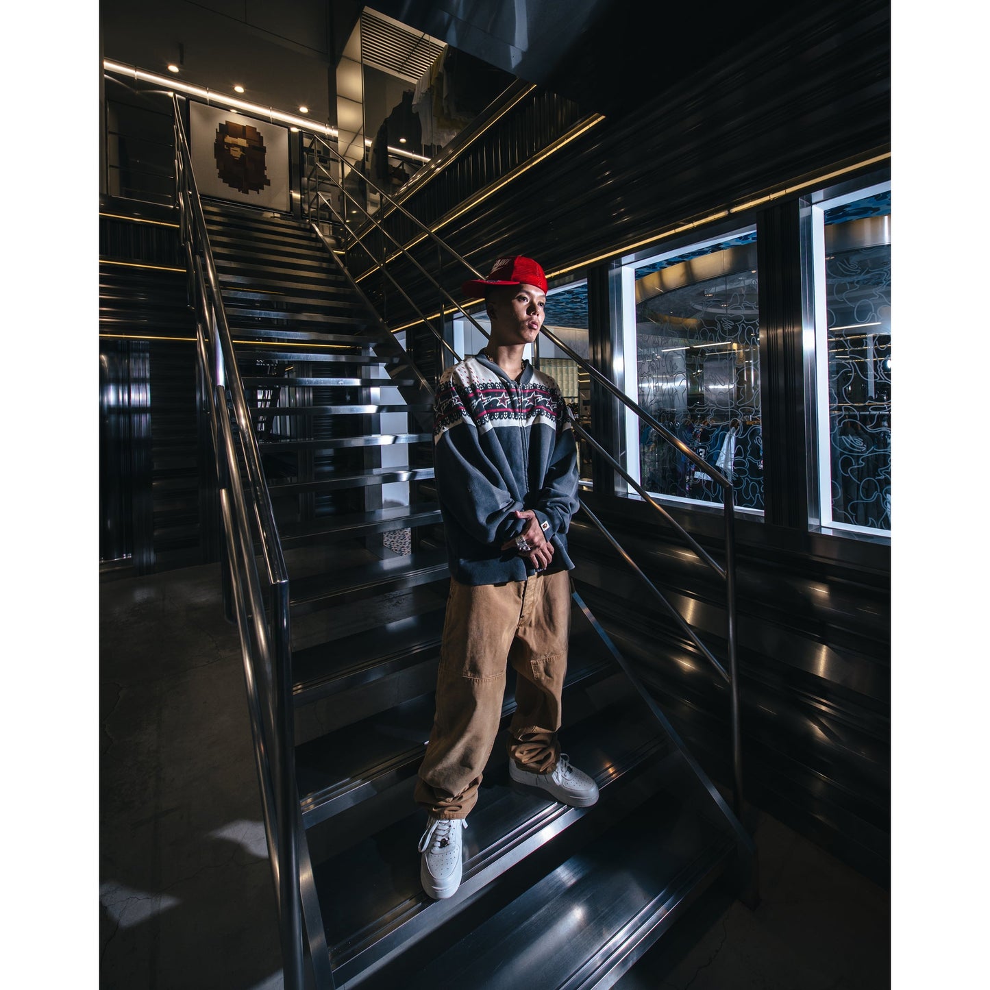 SAINT Mxxxxxx x A BATHING APE® BAPE_ZIP CARDIGAN / CHARCOAL