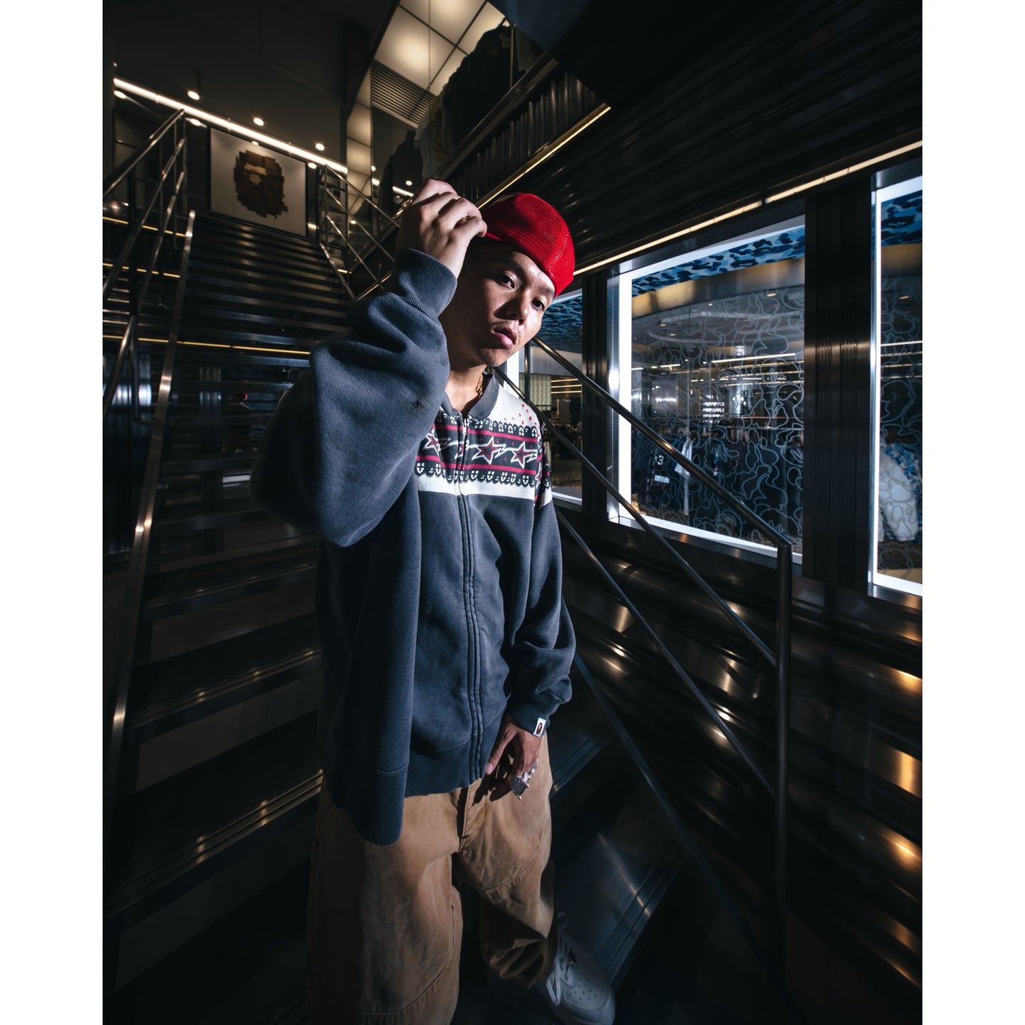 SAINT Mxxxxxx x A BATHING APE® BAPE_ZIP CARDIGAN / CHARCOAL