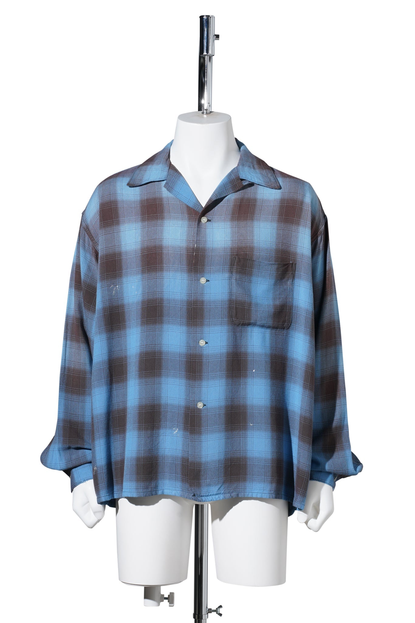 RAYON SHIRT/CHECK / BLUE