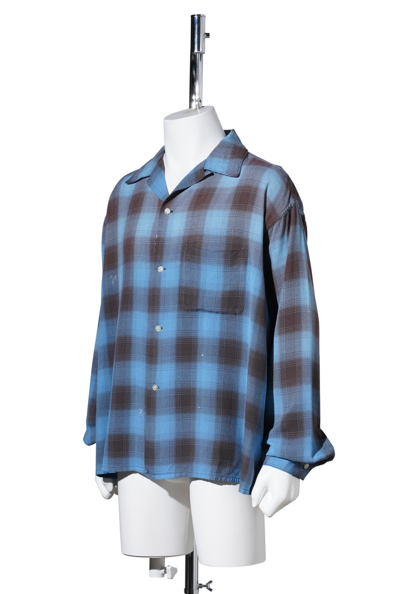 RAYON SHIRT/CHECK / BLUE