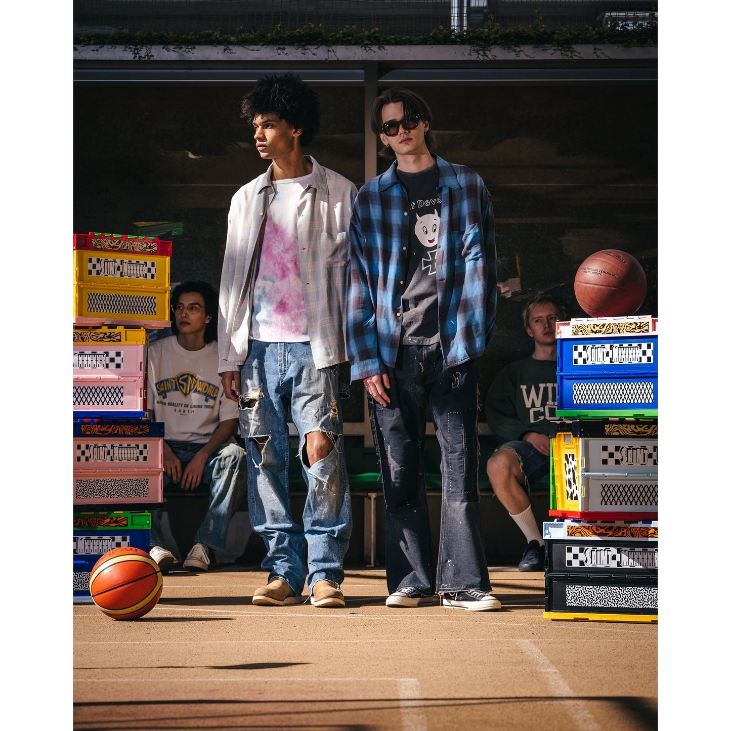 RAYON SHIRT/CHECK / BLUE