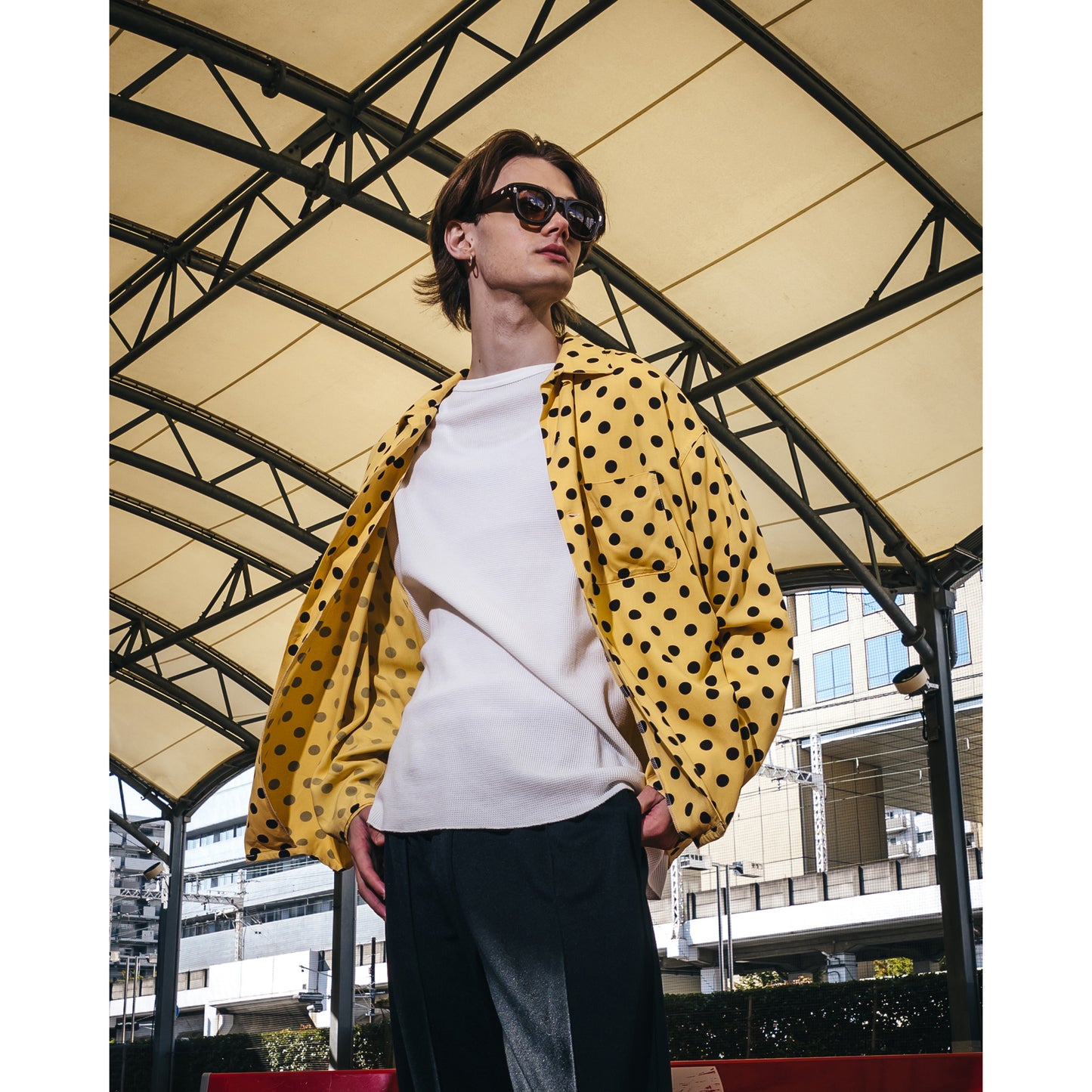 RAYON SHIRT/DOT / YELLOW