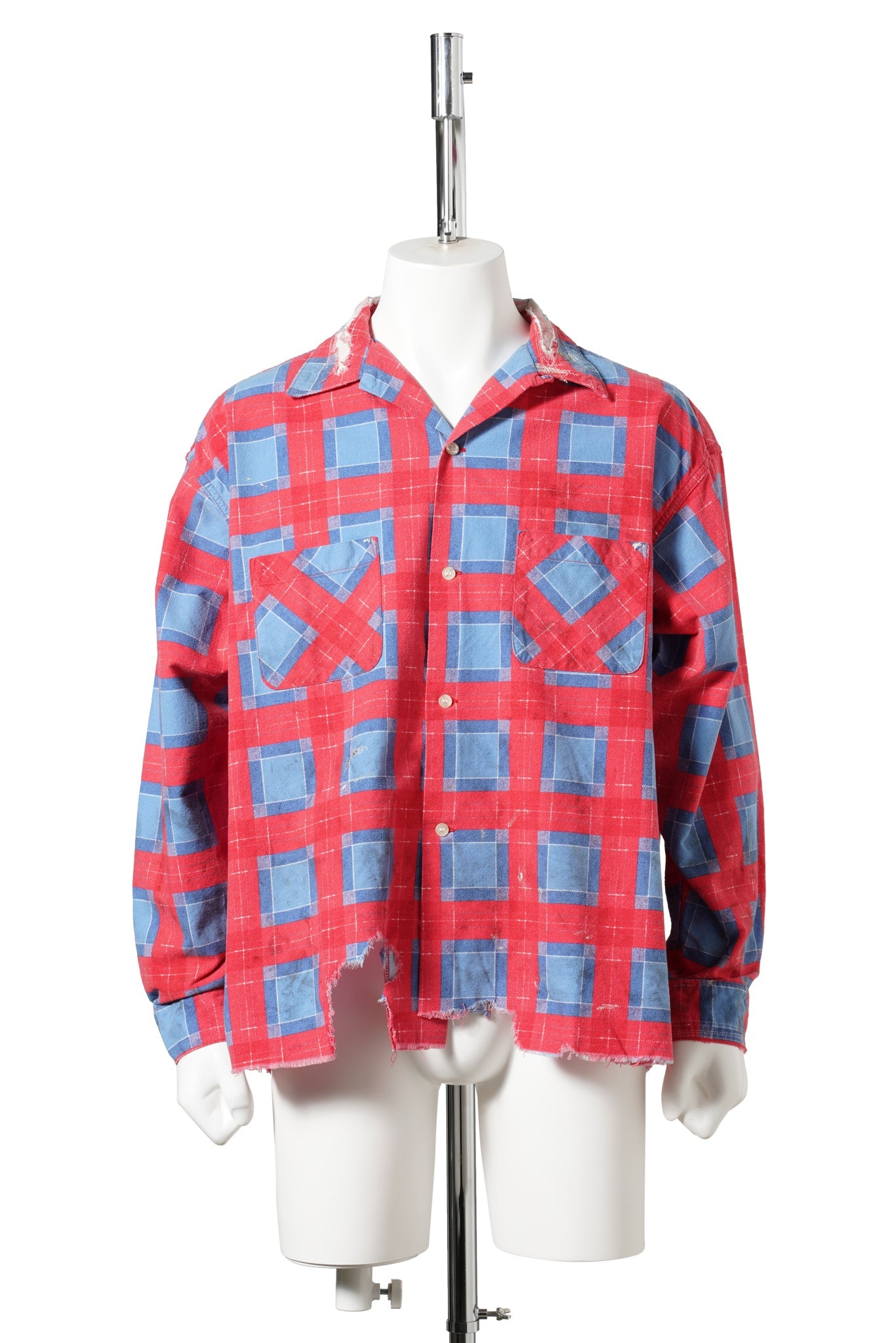 PRINT CHECK SHIRT / BLUE+RED