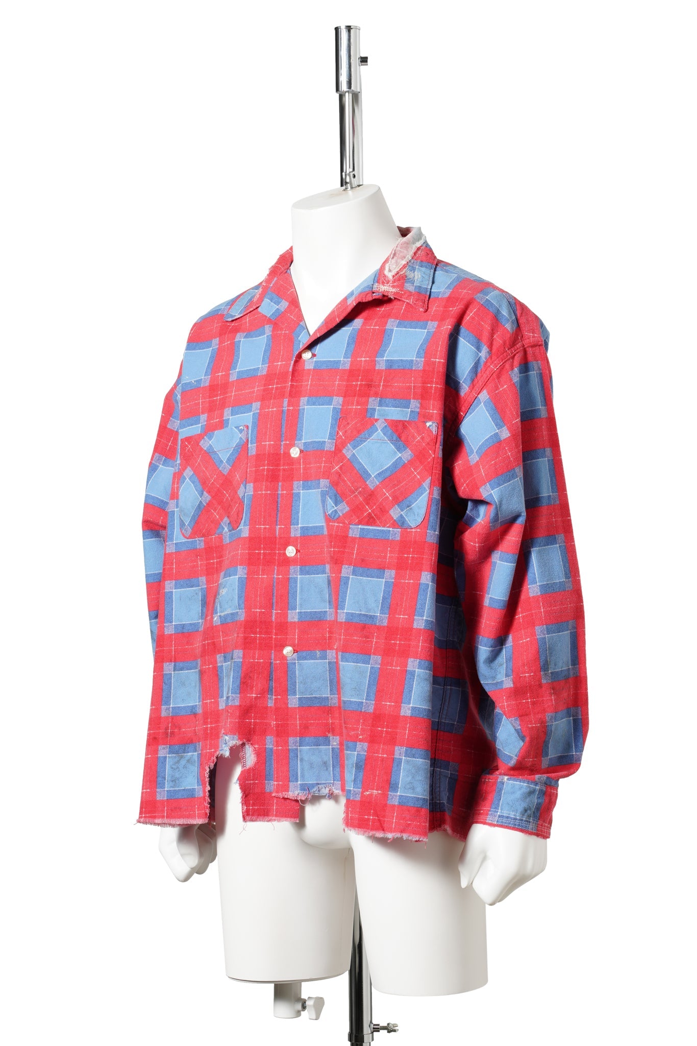 PRINT CHECK SHIRT / BLUE+RED