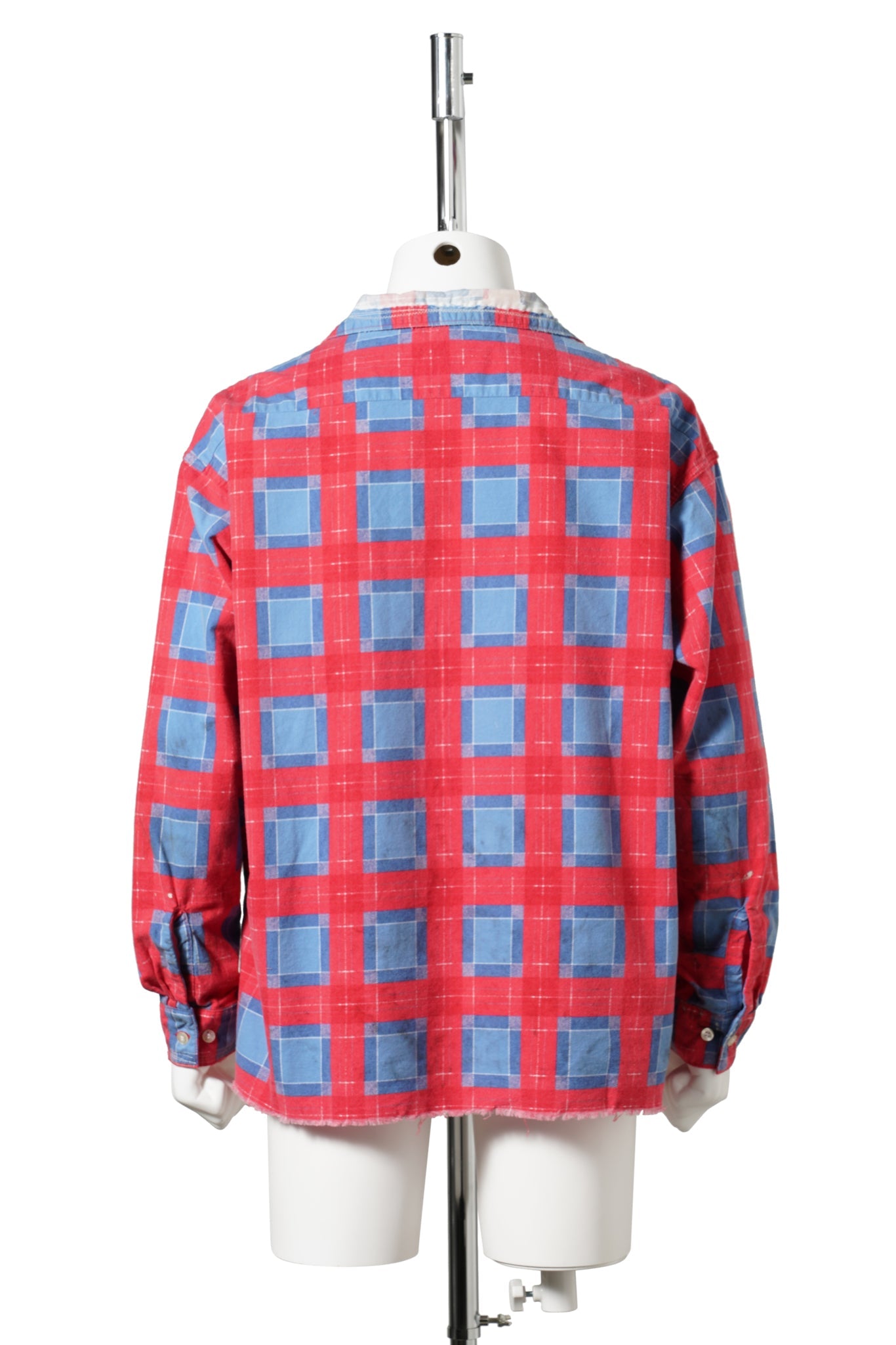 PRINT CHECK SHIRT / BLUE+RED