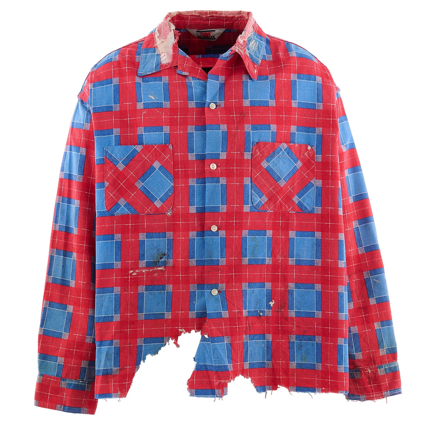 PRINT CHECK SHIRT / BLUE+RED