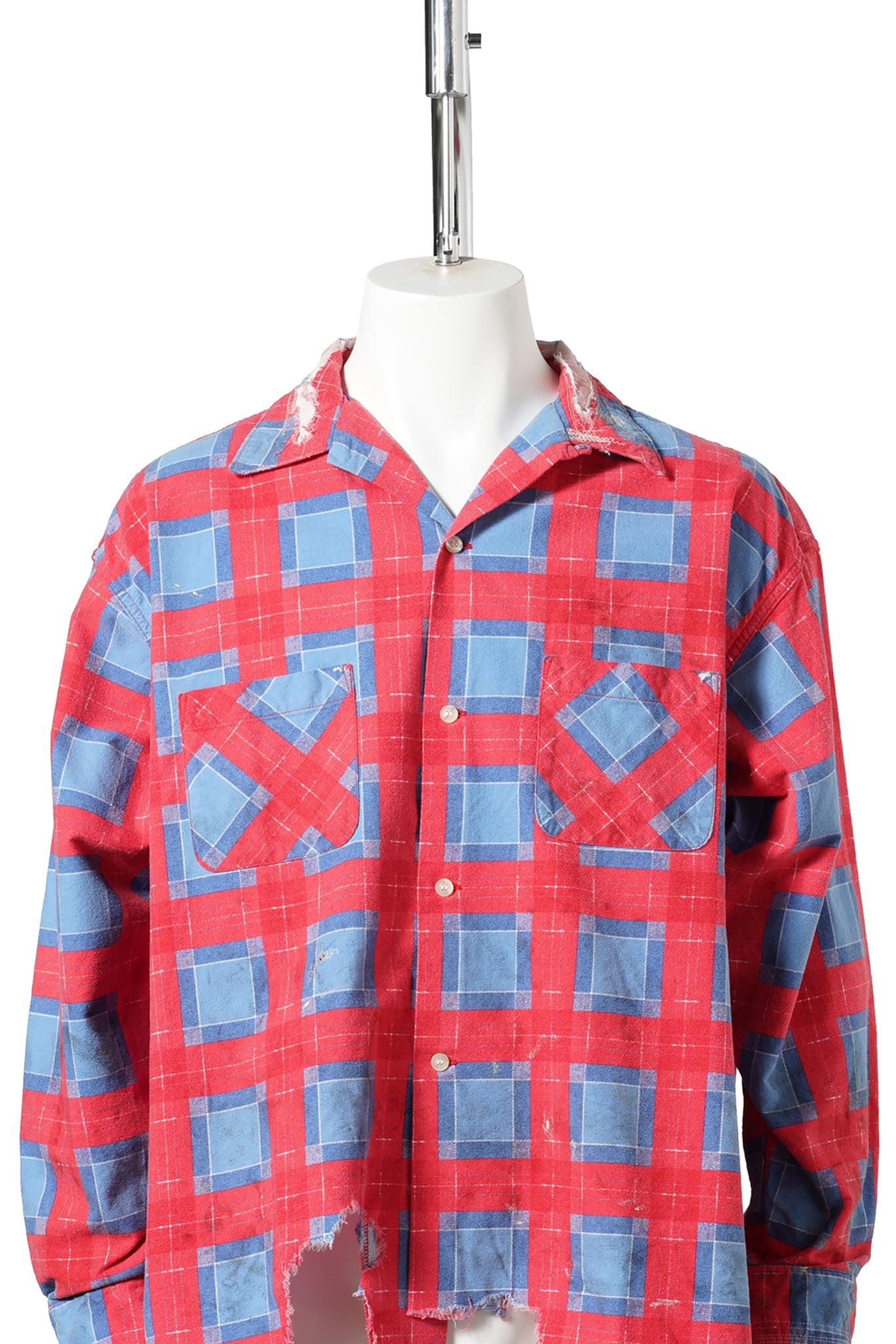 PRINT CHECK SHIRT / BLUE+RED