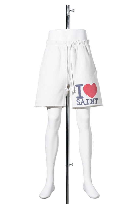 SWEAT SHORTS/I LOVE SAINT / WHT