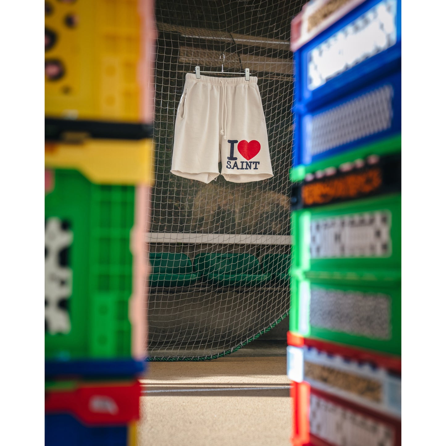 SWEAT SHORTS/I LOVE SAINT / WHT