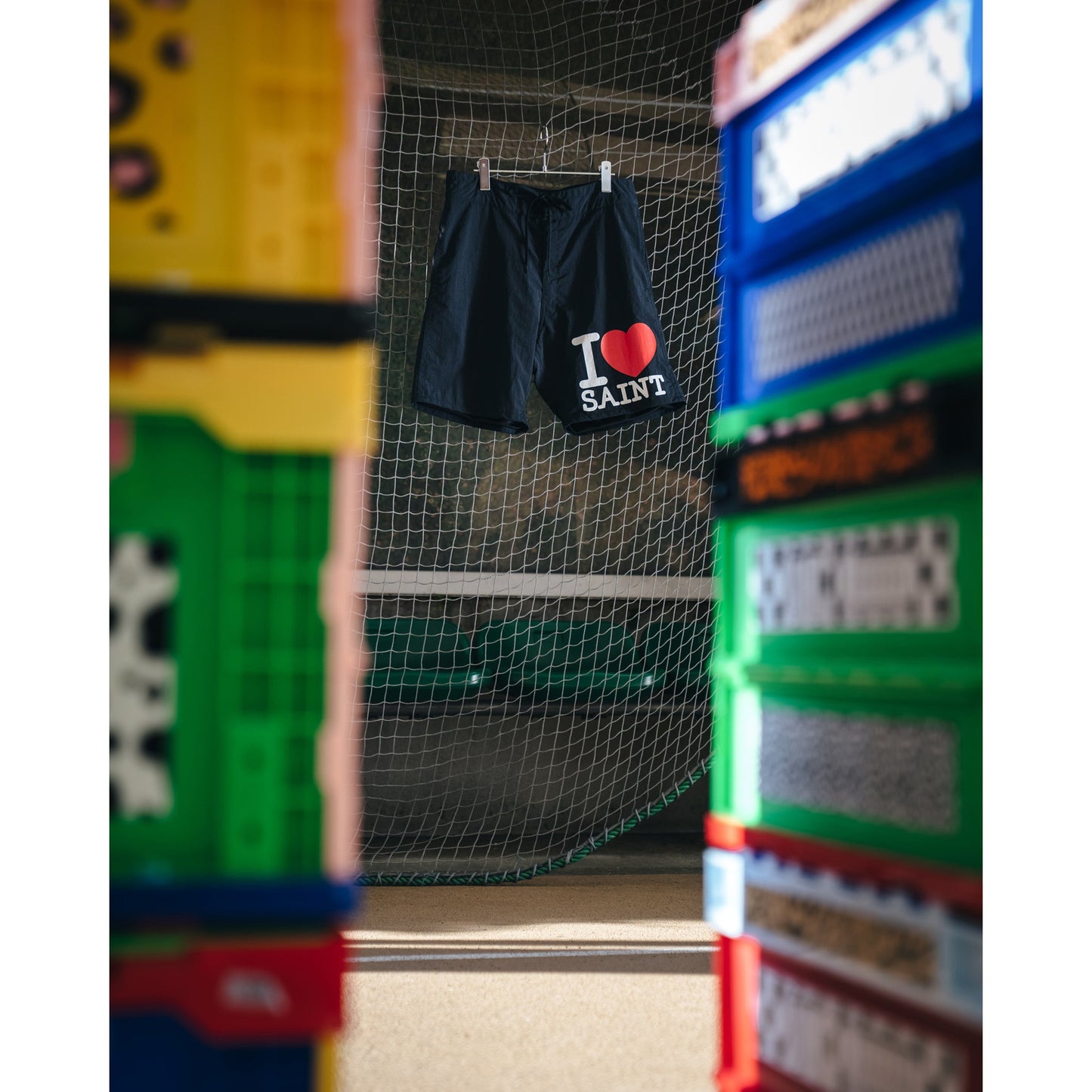 NYLON SHORTS /I LOVE SAINT / BLACK