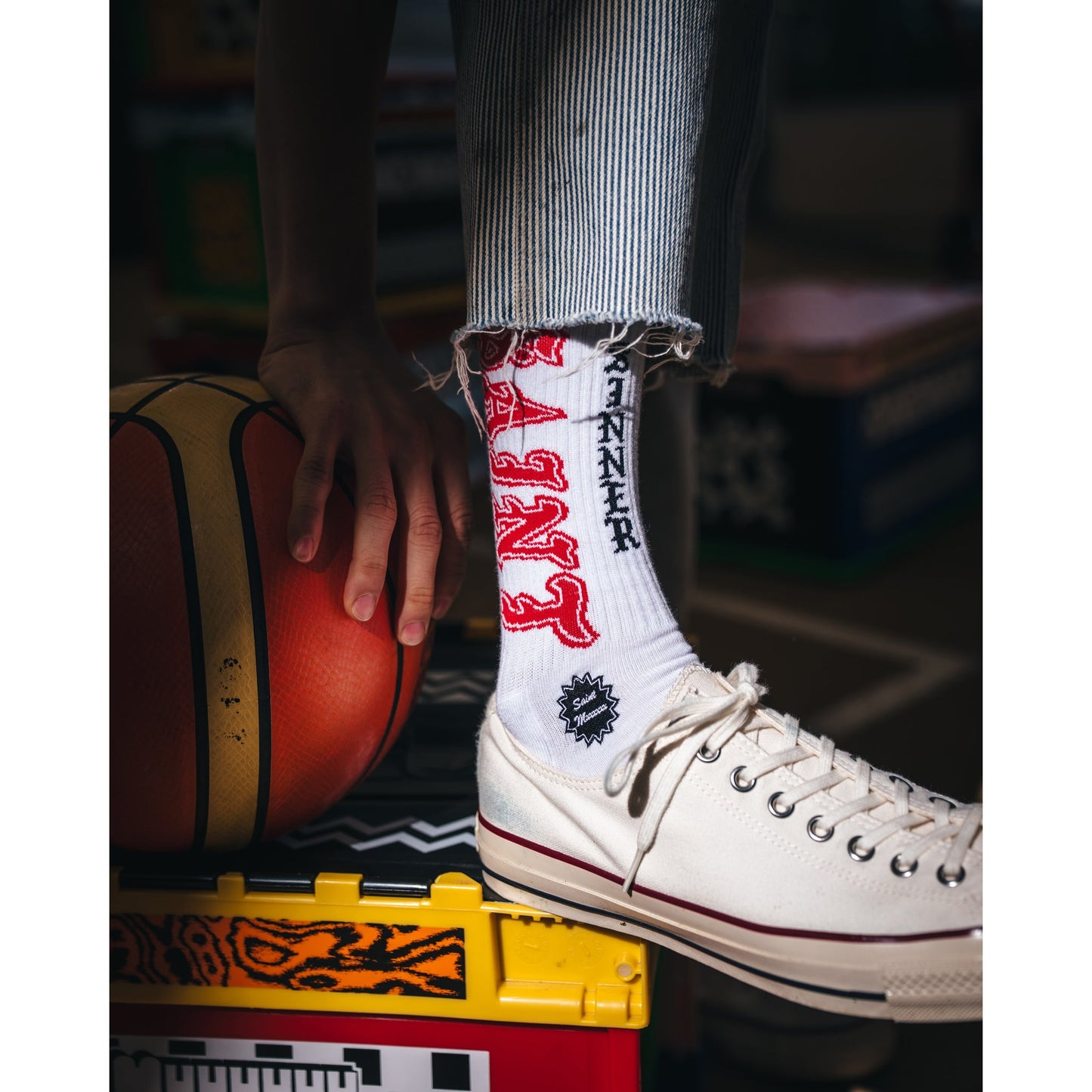 SOCKS/SAINT / WHITE+RED