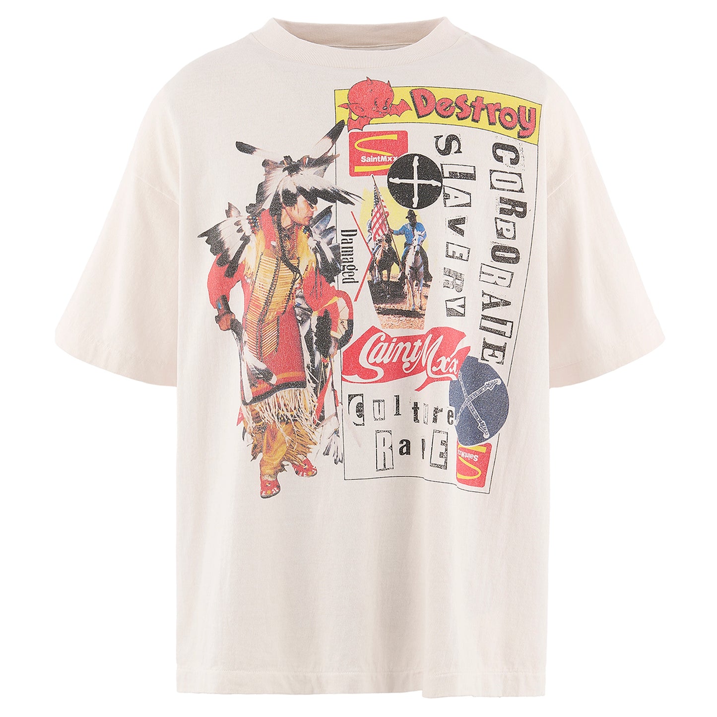SAINT Mxxxxxx x Jamie Reid JR_SS T-SHIRT/DESTROY / WHITE
